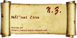 Nánai Zina névjegykártya